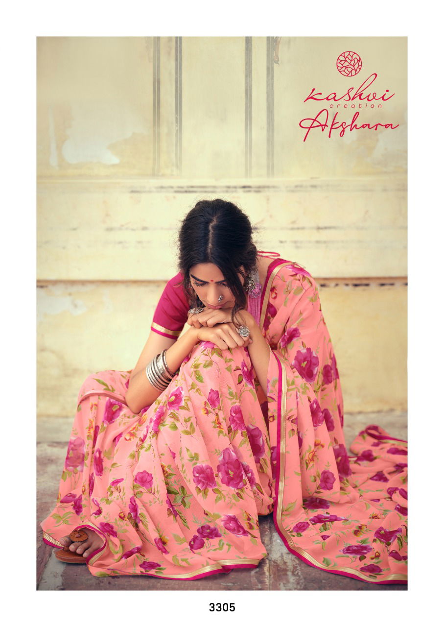 Kashvi Akshara Latest Fancy Designer Silk Casual Wear Chiffon Printed Saree Collection